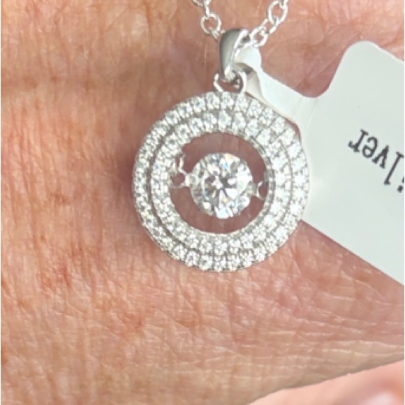 Sterling Silver Moissanite Pendant Necklace - 1.1 ctw floating diamond - Picture 3 of 4